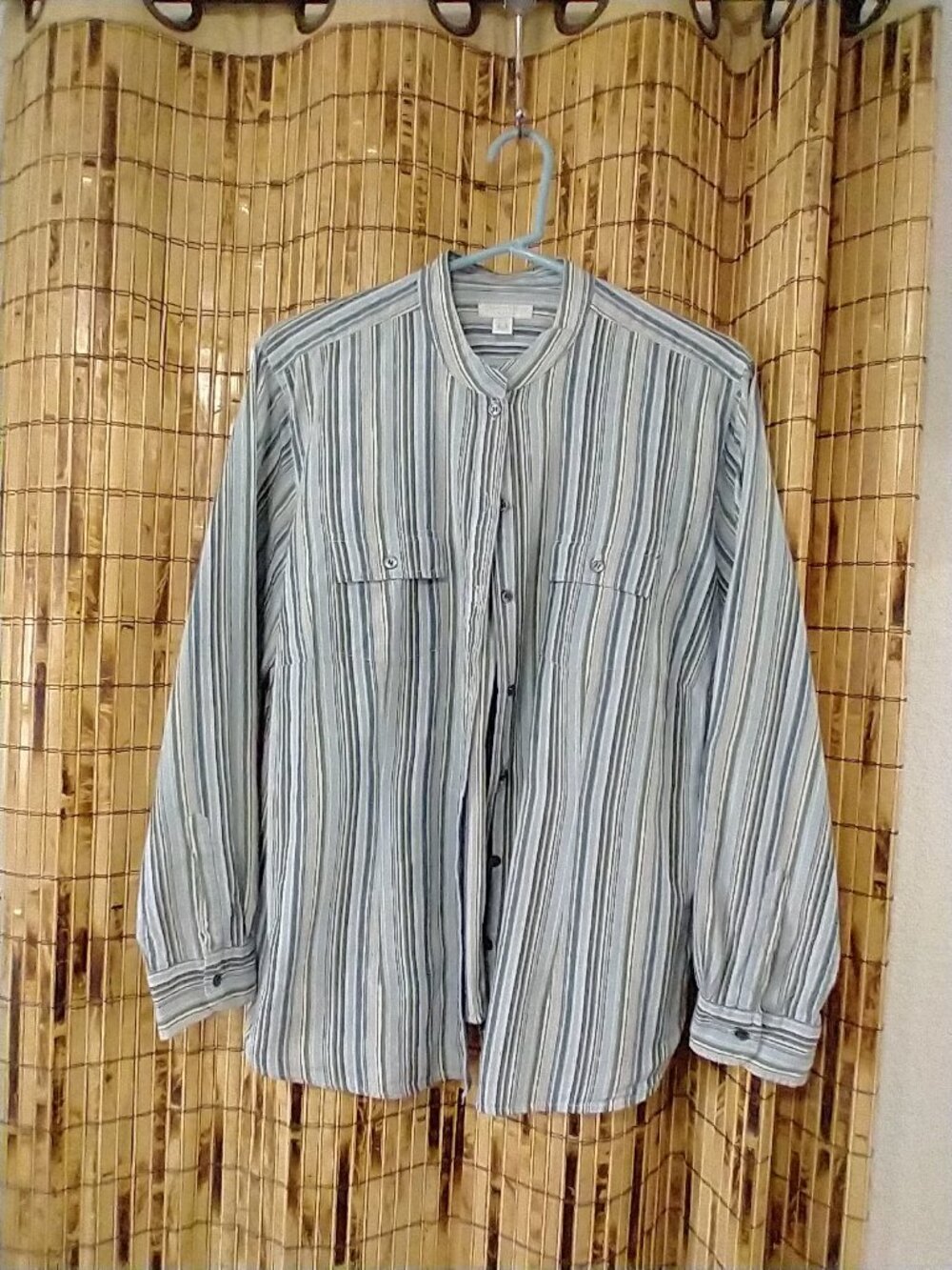 Charter Club Woman Multi-Color Striped Long-Sleeve Button-Down Shirt (Size 16W)
